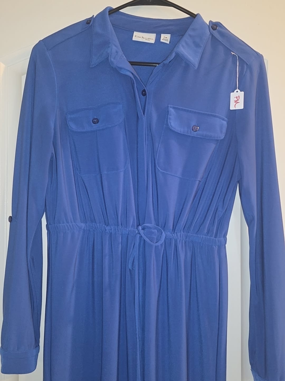 Kim Rogers Royal Blue Long Sleeve Midi Shirt Dress - PM